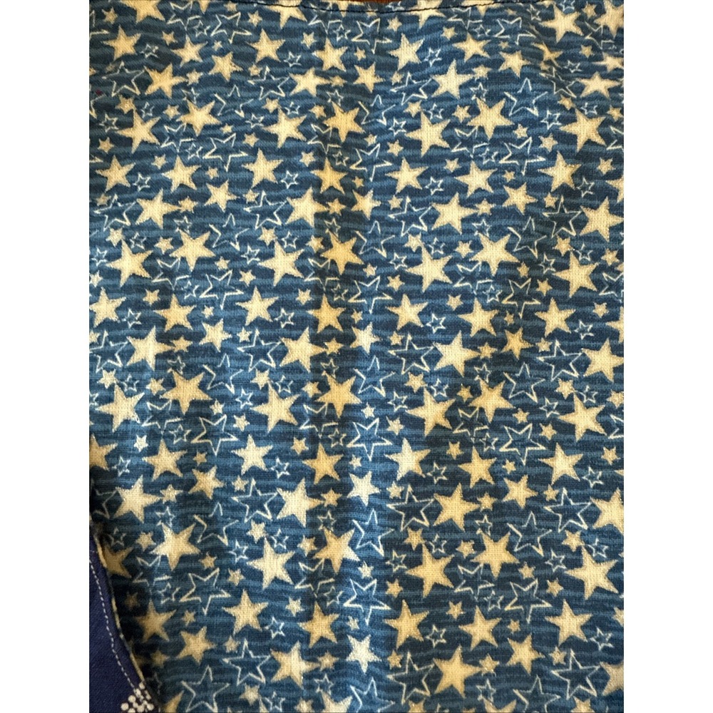 Vintage Handmade Holiday Vest Blue Stars One Size Reversible Cabin Cottagecore - Picture 4 of 11